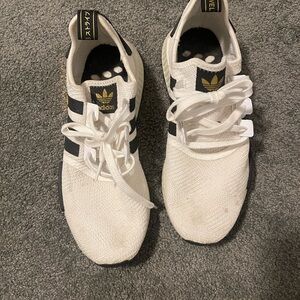 Adidas Men's White and Black Striped Sneakers